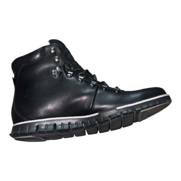 Cole Haan Zerogrand Waterproof Hiker Boots in black leather - Picture 3 of 6